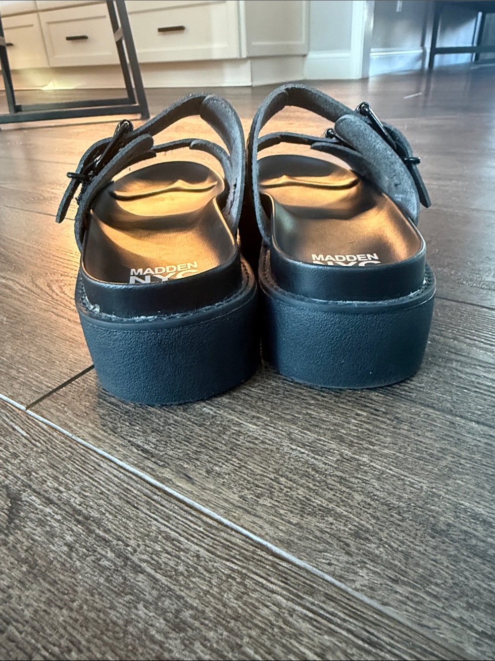 Madden NYC Black Double Buckle Slide Sandals 8 - Picture 4 of 8